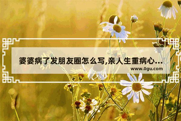 婆婆病了发朋友圈怎么写,亲人生重病心情不好的句子