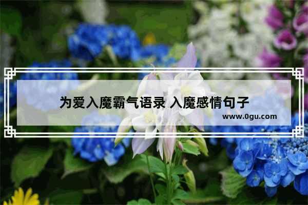 为爱入魔霸气语录 入魔感情句子