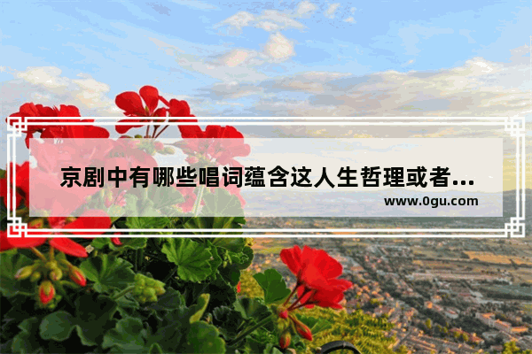京剧中有哪些唱词蕴含这人生哲理或者意境优美的_生命影响生命唯美句子