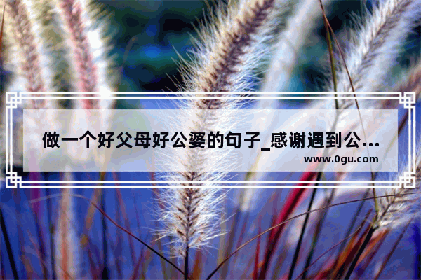 做一个好父母好公婆的句子_感谢遇到公婆好老公好的句子