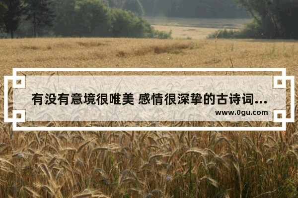 有没有意境很唯美 感情很深挚的古诗词？推荐一首 爱情哲理句子 唯美