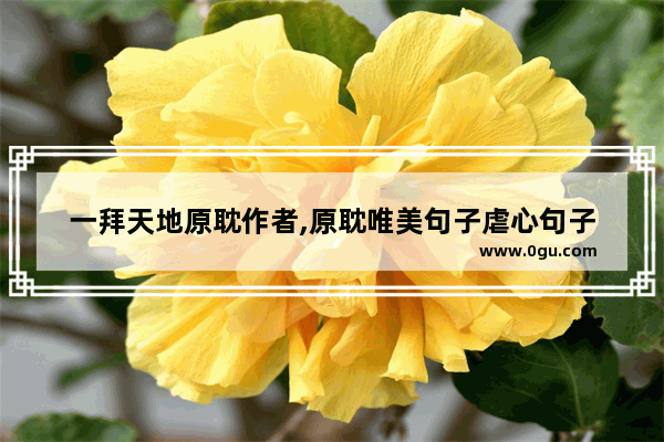 一拜天地原耽作者,原耽唯美句子虐心句子