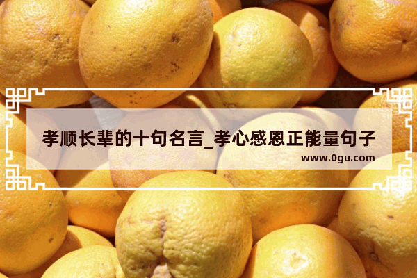 孝顺长辈的十句名言_孝心感恩正能量句子