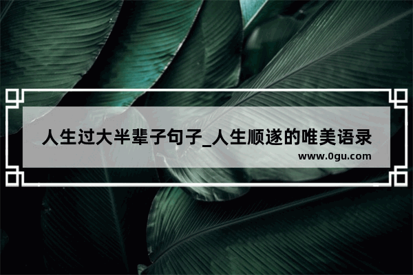 人生过大半辈子句子_人生顺遂的唯美语录
