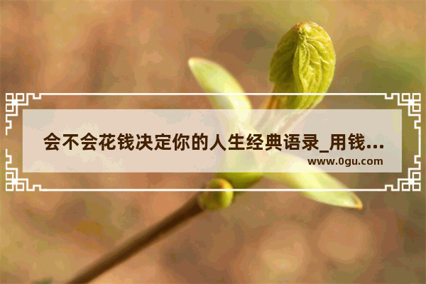 会不会花钱决定你的人生经典语录_用钱试人心的句子