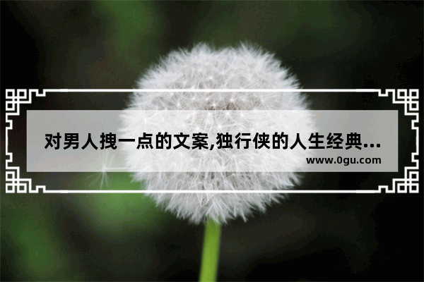 对男人拽一点的文案,独行侠的人生经典句子