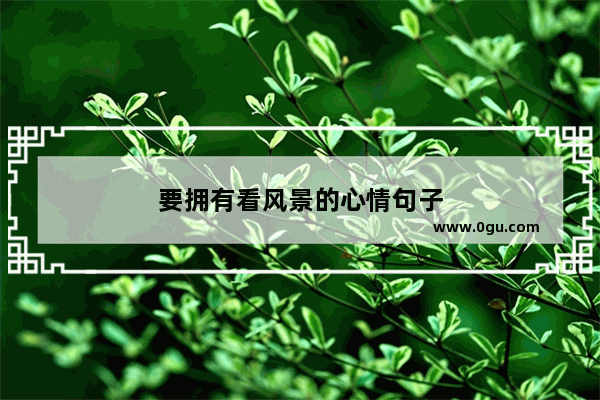 要拥有看风景的心情句子