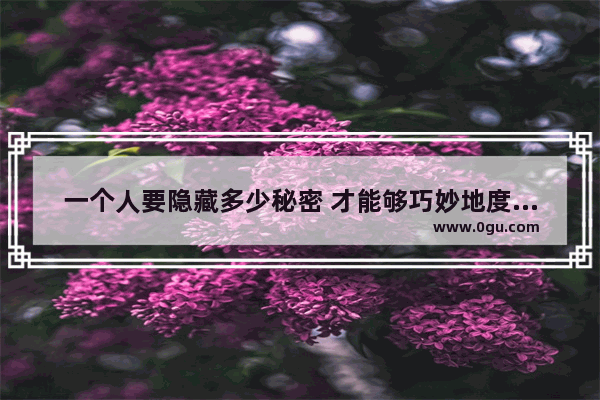 一个人要隐藏多少秘密 才能够巧妙地度过这一生