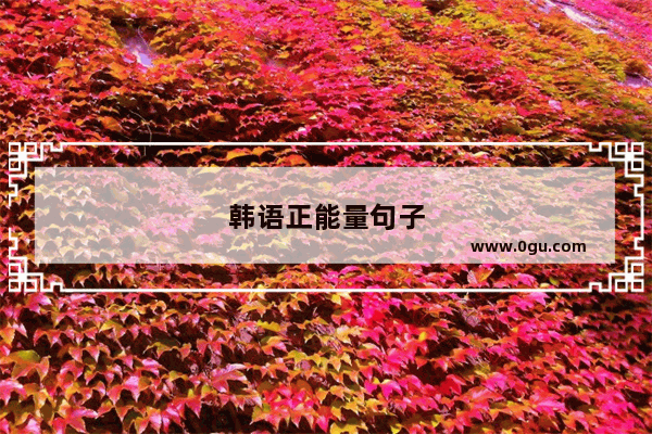 韩语正能量句子