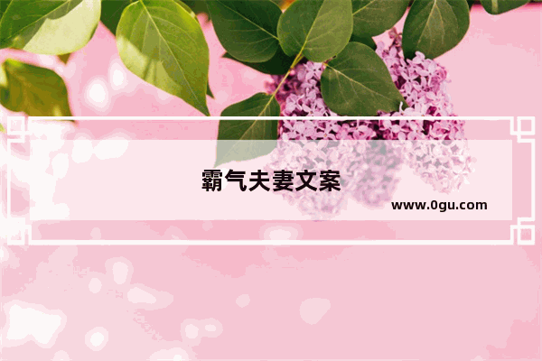 霸气夫妻文案