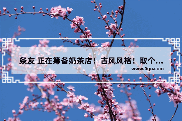 条友 正在筹备奶茶店！古风风格！取个古风名字！请教各位大神了