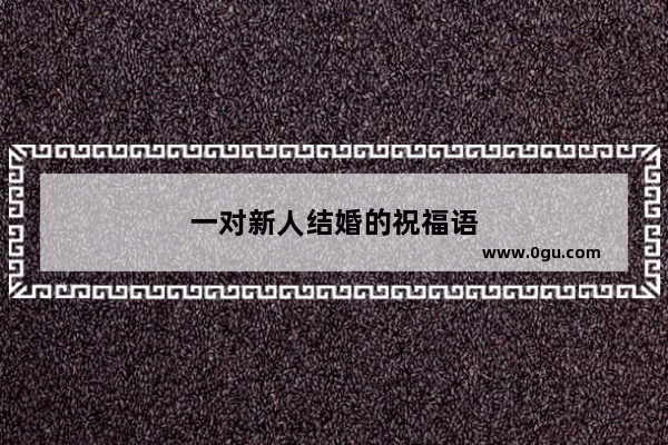一对新人结婚的祝福语