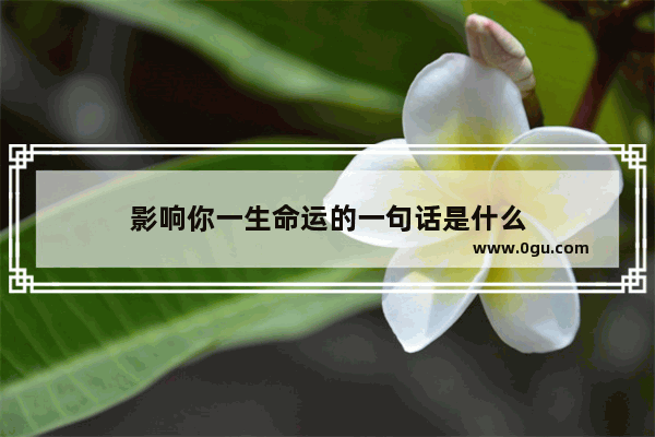 影响你一生命运的一句话是什么