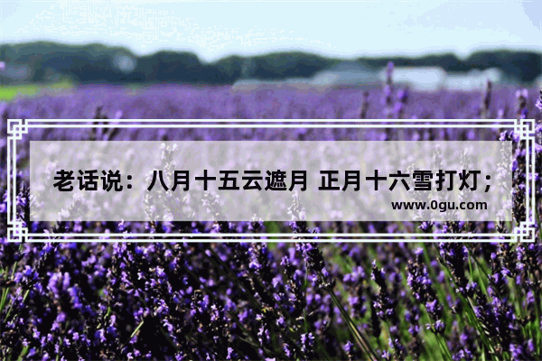 老话说：八月十五云遮月 正月十六雪打灯；是什么意思