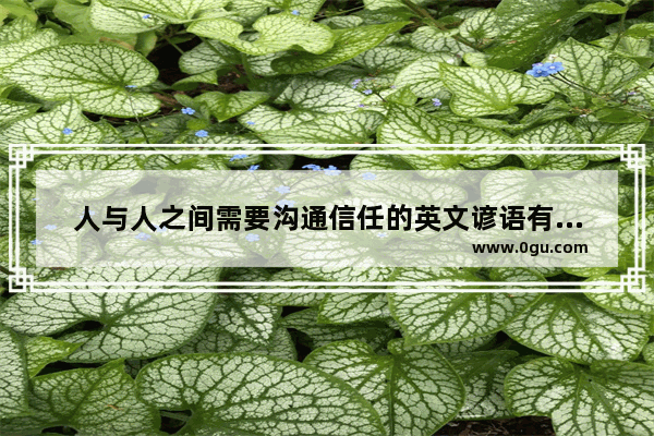 人与人之间需要沟通信任的英文谚语有哪些
