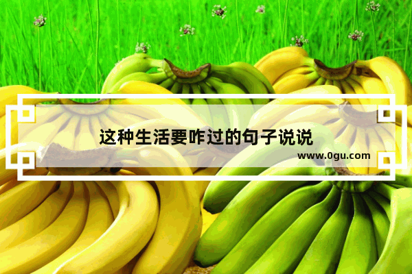 这种生活要咋过的句子说说