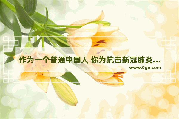 作为一个普通中国人 你为抗击新冠肺炎疫情 做出了什么贡献