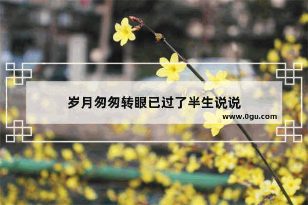 岁月匆匆转眼已过了半生说说