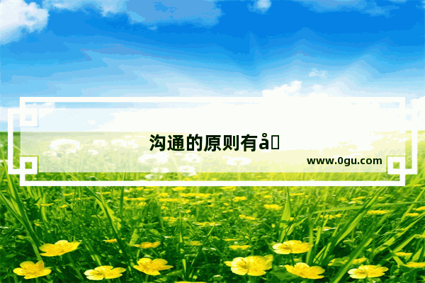 沟通的原则有哪四个