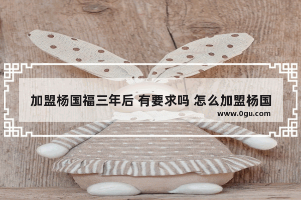 加盟杨国福三年后 有要求吗 怎么加盟杨国福