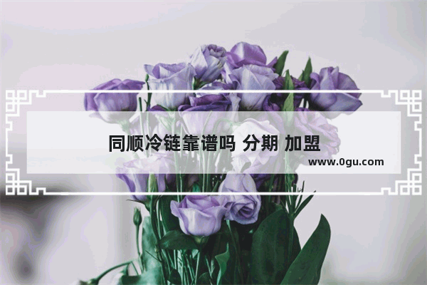 同顺冷链靠谱吗 分期 加盟