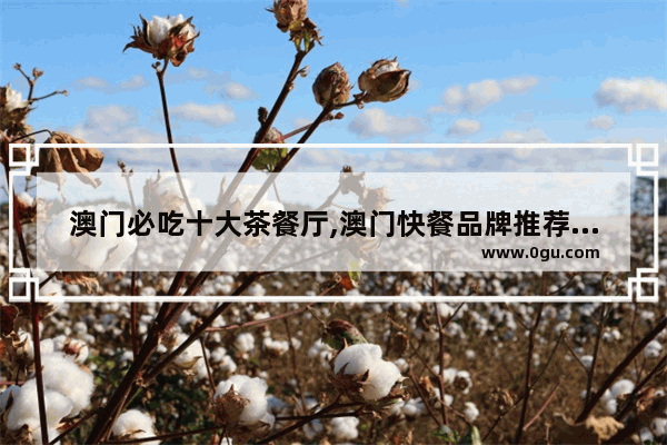 澳门必吃十大茶餐厅,澳门快餐品牌推荐加盟店