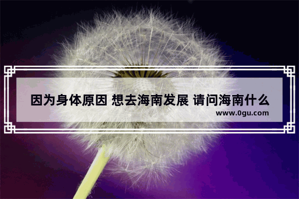因为身体原因 想去海南发展 请问海南什么生意好做 海南街边小吃加盟哪家好
