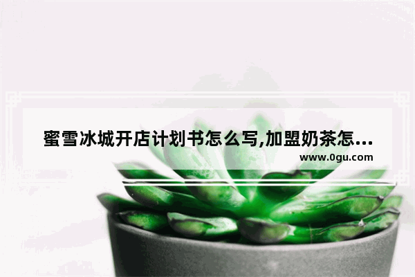 蜜雪冰城开店计划书怎么写,加盟奶茶怎么经营的