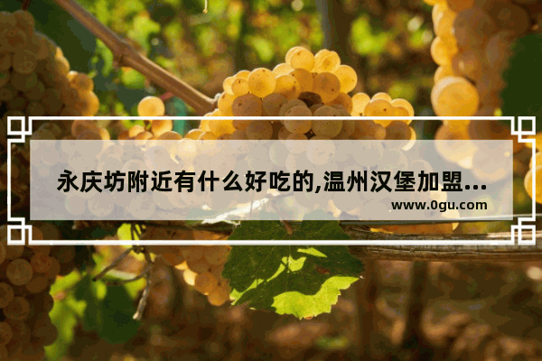 永庆坊附近有什么好吃的,温州汉堡加盟店推荐