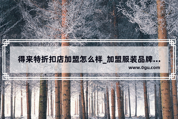 得来特折扣店加盟怎么样_加盟服装品牌专卖店需要多少钱