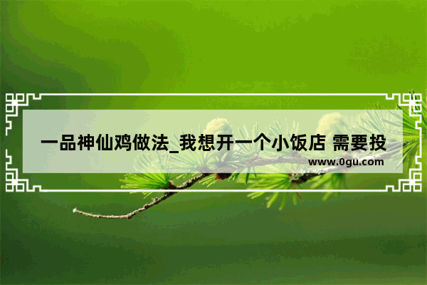 一品神仙鸡做法_我想开一个小饭店 需要投资多少 需要注意些什么