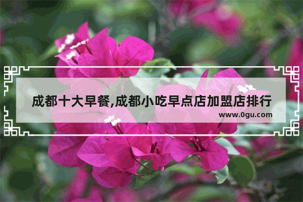 成都十大早餐,成都小吃早点店加盟店排行