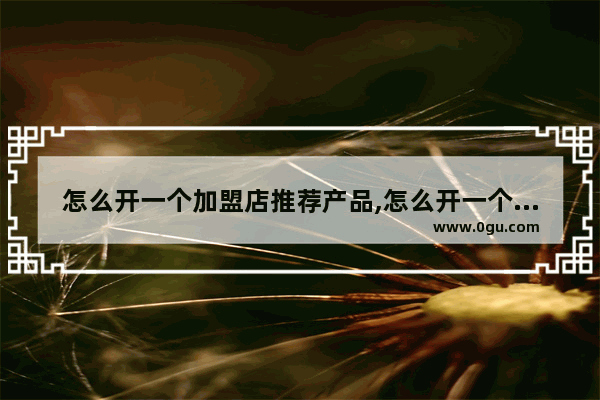 怎么开一个加盟店推荐产品,怎么开一个加盟店推荐产品