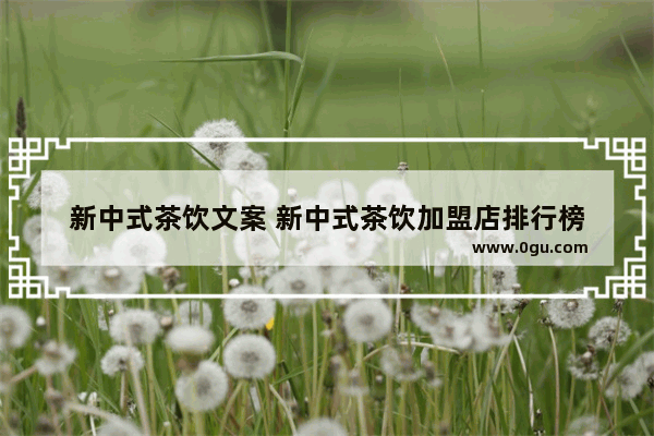 新中式茶饮文案 新中式茶饮加盟店排行榜