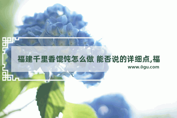 福建千里香馄饨怎么做 能否说的详细点,福建小吃加盟招商推荐