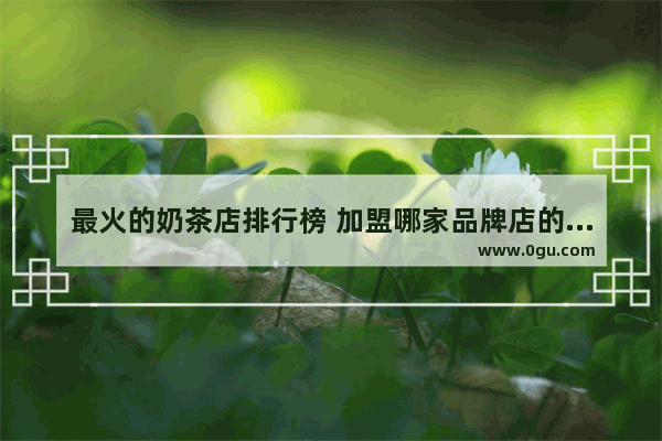 最火的奶茶店排行榜 加盟哪家品牌店的奶茶好