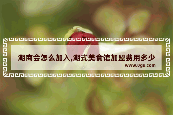 潮商会怎么加入,潮式美食馆加盟费用多少