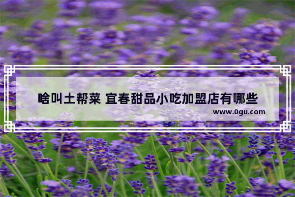 啥叫土帮菜 宜春甜品小吃加盟店有哪些