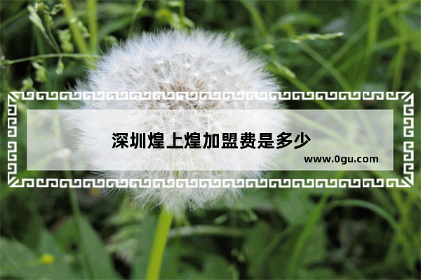 深圳煌上煌加盟费是多少