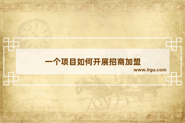 一个项目如何开展招商加盟