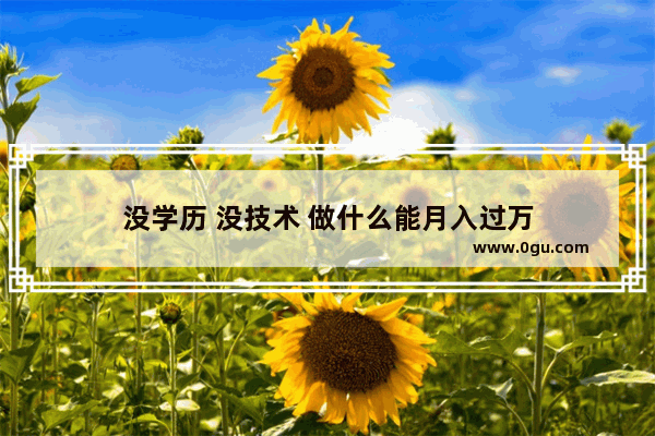 没学历 没技术 做什么能月入过万