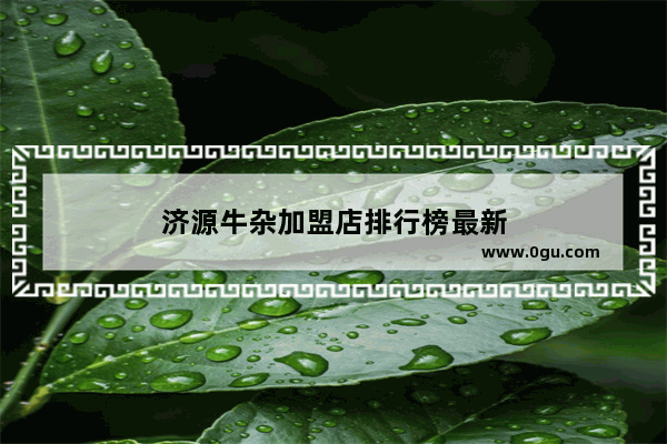 济源牛杂加盟店排行榜最新