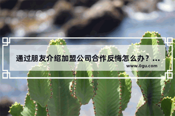 通过朋友介绍加盟公司合作反悔怎么办？难受