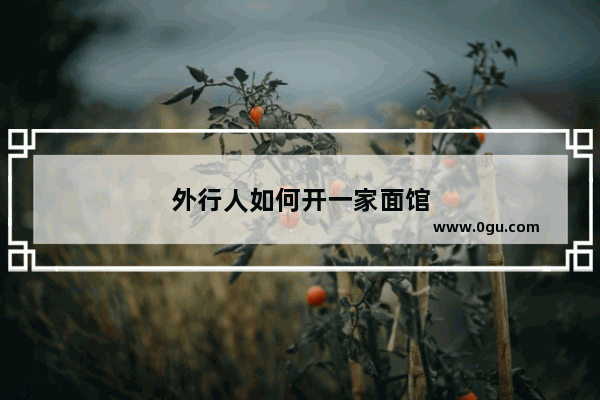 外行人如何开一家面馆