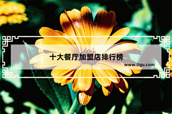 十大餐厅加盟店排行榜