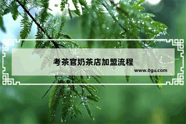 考茶官奶茶店加盟流程