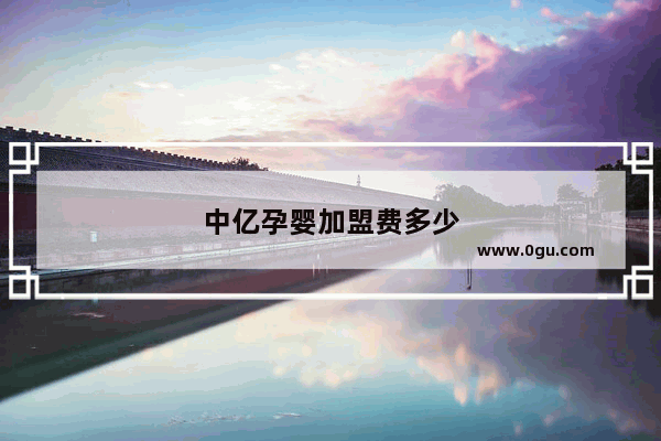 中亿孕婴加盟费多少