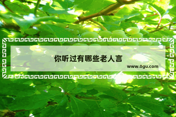 你听过有哪些老人言