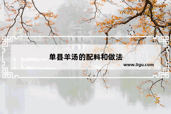 单县羊汤的配料和做法