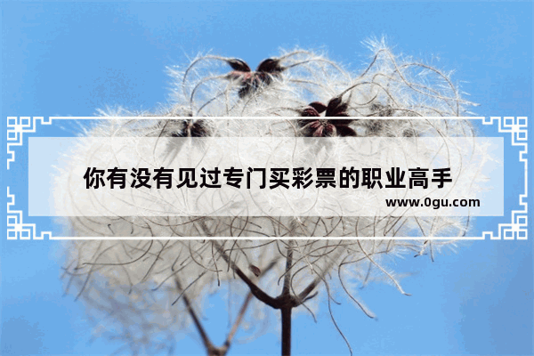 你有没有见过专门买彩票的职业高手